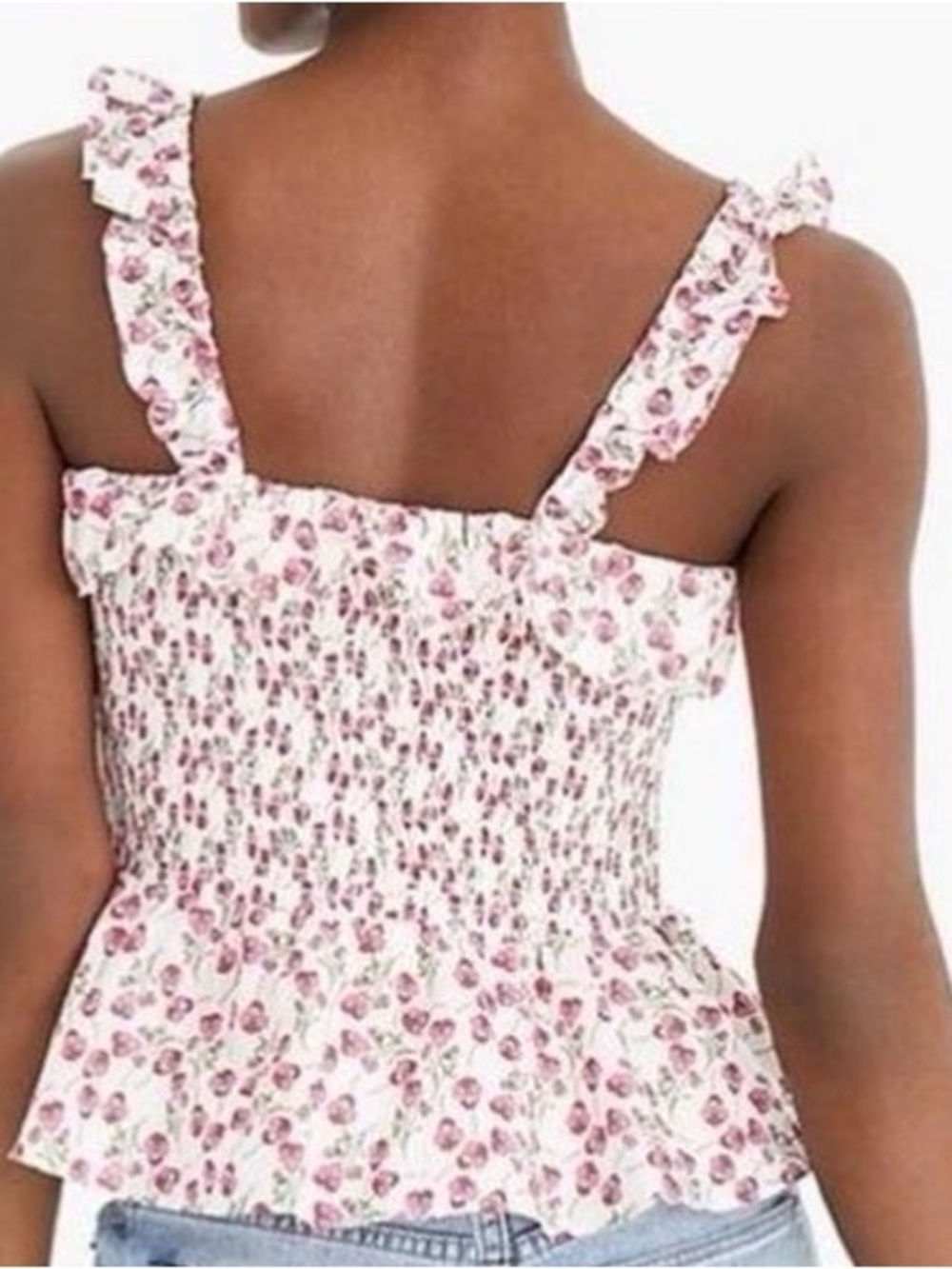 J. CREW x Liberty Ros Floral Fabric Smocked Ruffle Tank Top Women's Size M - Picture 2 of 15